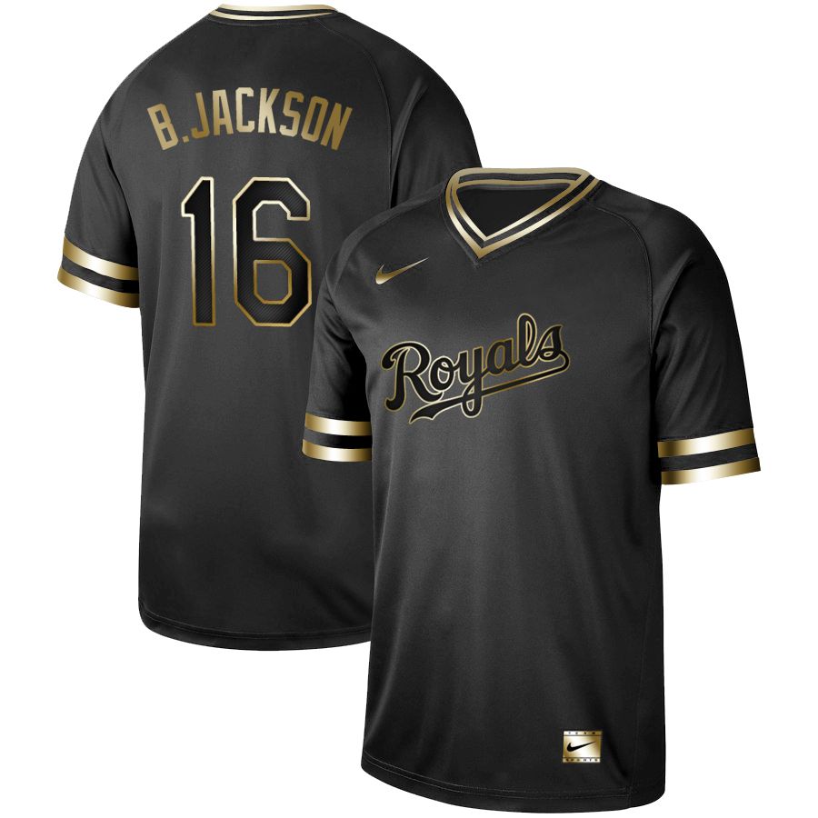 Men Kansas City Royals #16 B.Jackson Nike Black Gold MLB Jerseys->kansas city royals->MLB Jersey